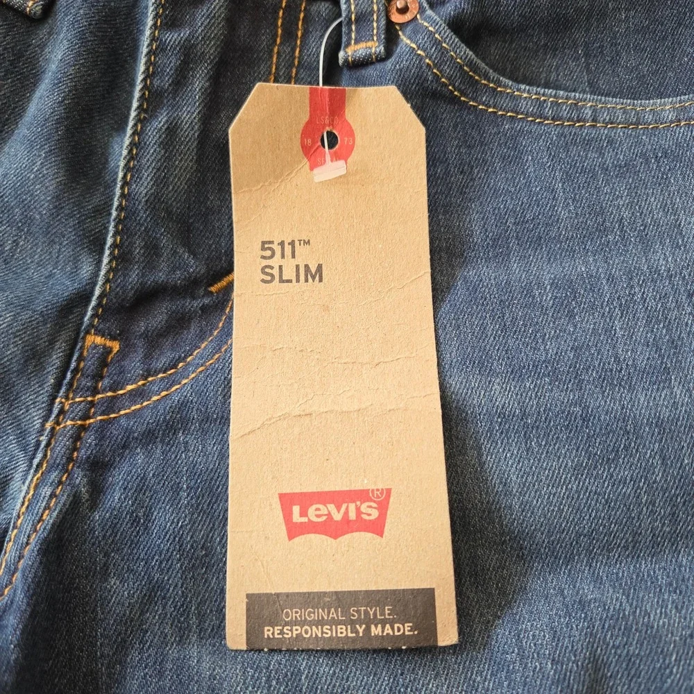 Levi's 511 Slim 26x29 Men's Stretch Denim Jeans Throttle Dark Wash Blue